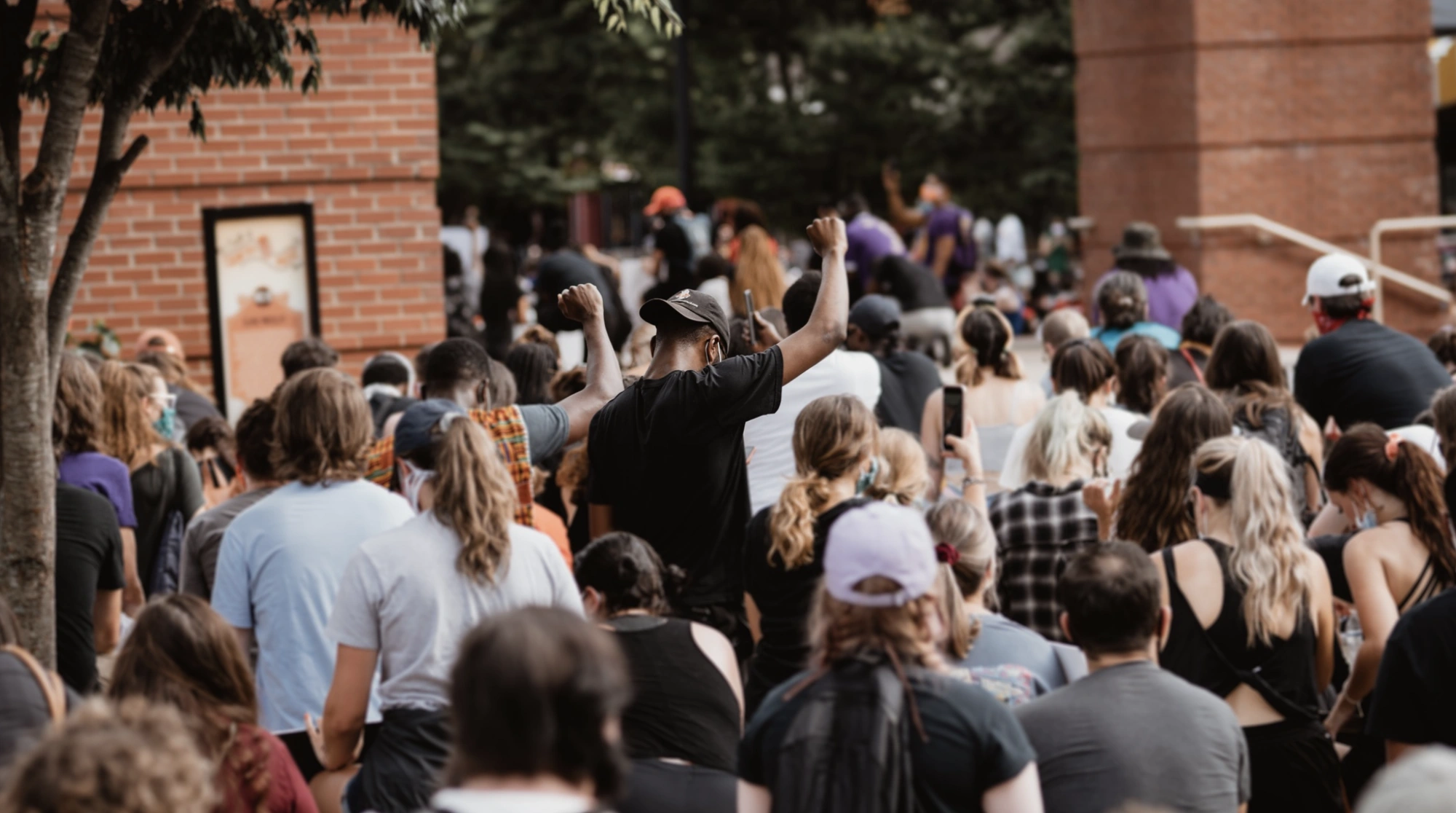 People gathered for an outdoor community event.